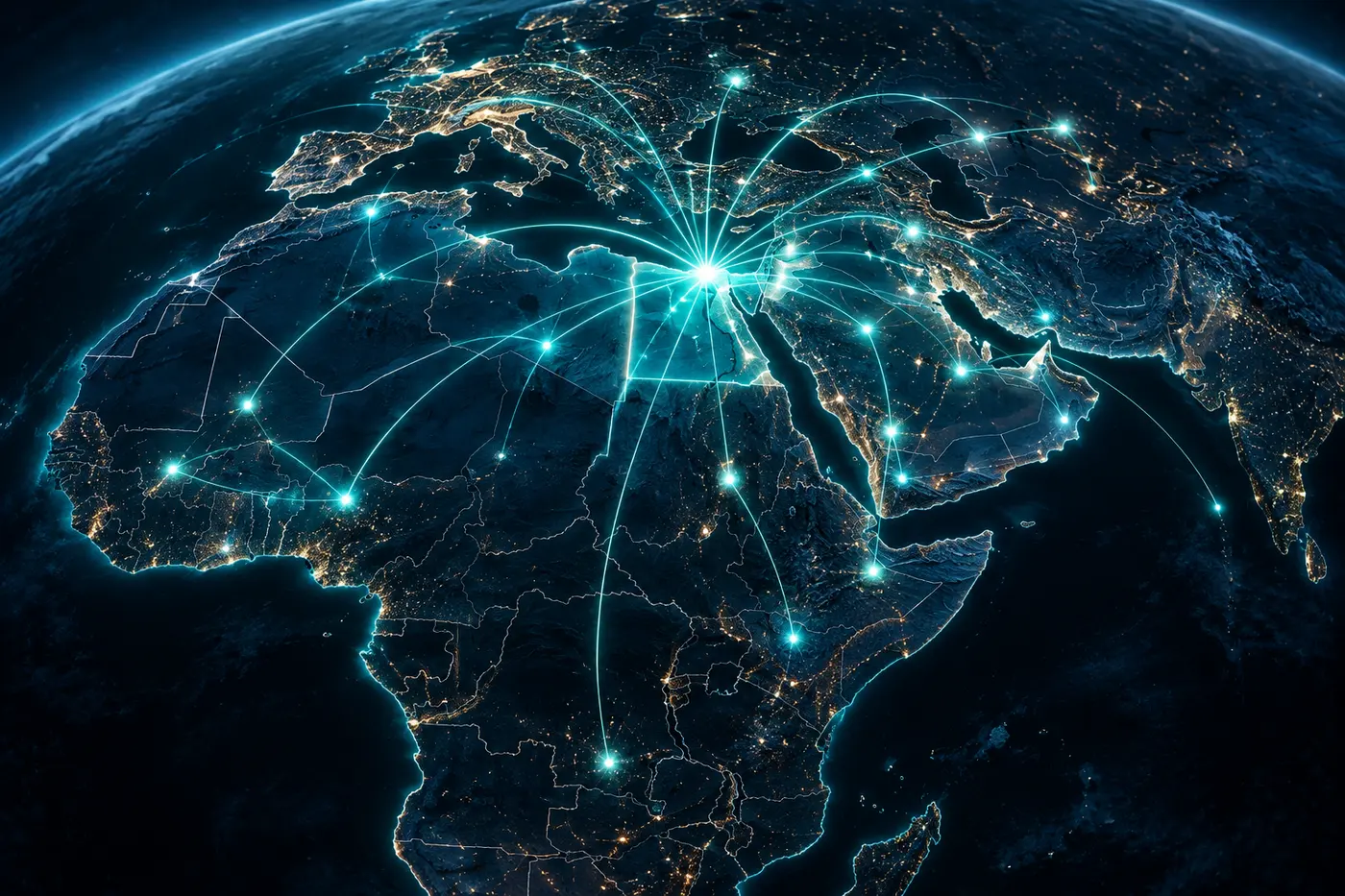 Network map of the Middle East and Africa with Egypt as the central hub